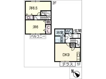 コンフォラーナ栄(2DK/1階)の間取り写真