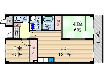 ステーションハイツ千里丘(2LDK/3階)の間取り写真