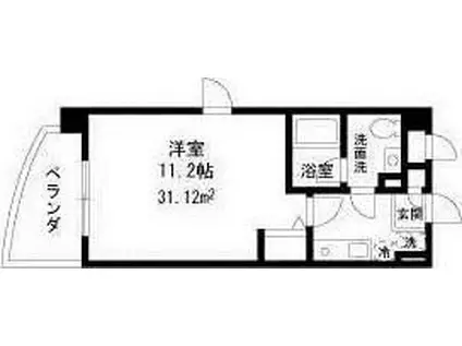 フォンターナ相模大野(1K/2階)の間取り写真