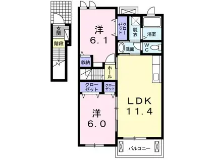 サニーガーデン(2LDK/2階)の間取り写真