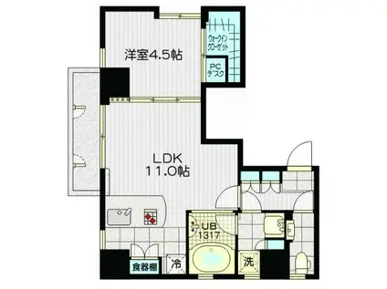 イーストープ用賀(1LDK/6階)の間取り写真