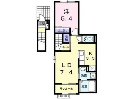 シャトー・グランデ(1LDK/2階)の間取り写真