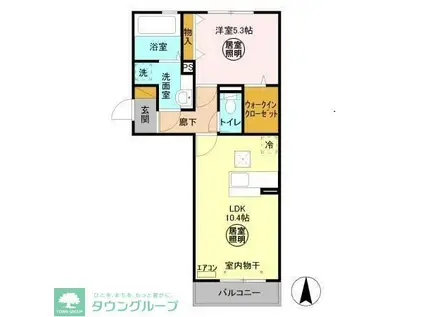 ラフィネフィオーレ(1LDK/1階)の間取り写真