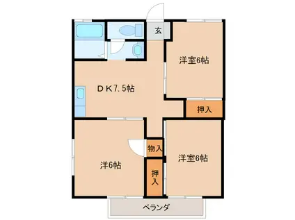 パレス・グランドールII(3DK/1階)の間取り写真