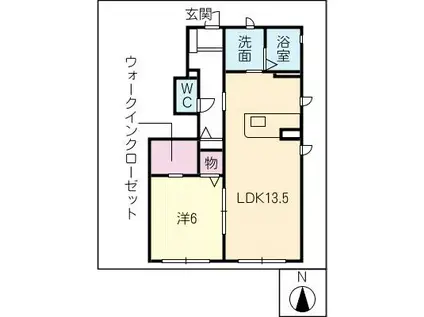 GRAN VEST(1LDK/1階)の間取り写真
