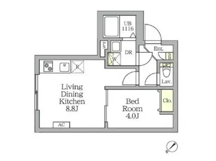 アグライア新宿横寺町(1LDK/1階)の間取り写真