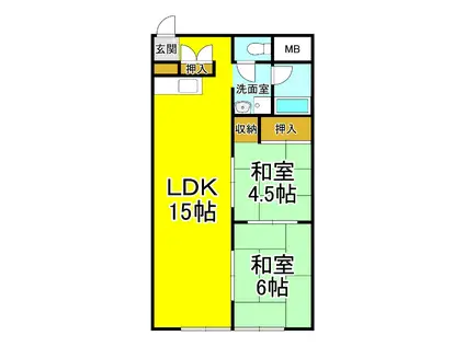 昭和パレス魚住(2LDK/4階)の間取り写真
