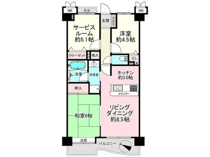 ライオンズガーデンシティ浦和(3LDK/12階)の間取り写真