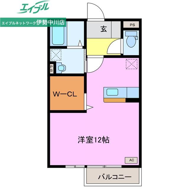 CONFORT A棟(ワンルーム/2階)の間取り写真