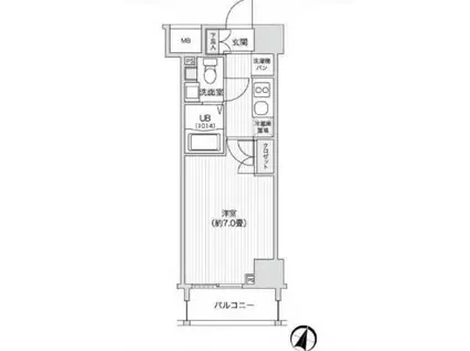 レジディア笹塚II(1K/12階)の間取り写真