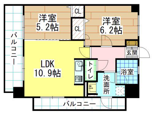 ルネッサンス21小倉東(2LDK/2階)の間取り写真