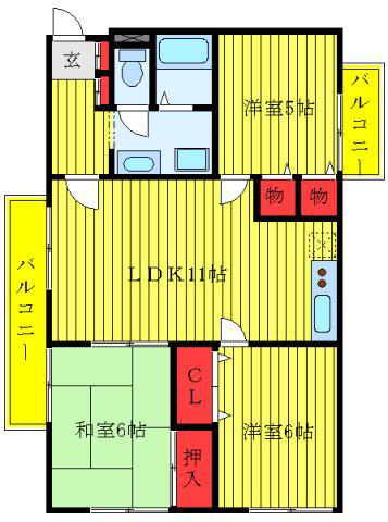 前野町ガーデンハウス(3LDK/4階)の間取り写真