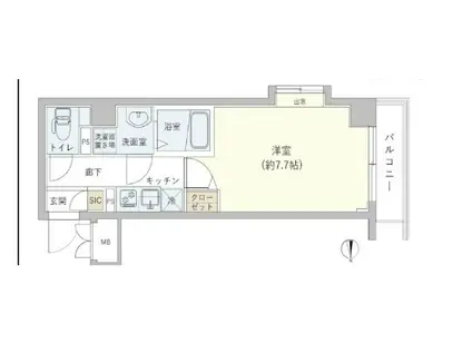 ガラシティ大崎(1K/2階)の間取り写真