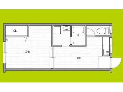 ユニークハイツ(1DK/2階)の間取り写真