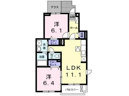 シャンテロゼ(2LDK/1階)の間取り写真