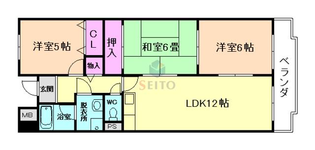 センターヴィレッジ(3LDK/7階)の間取り写真