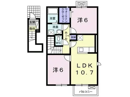 ルミエールコートII(2LDK/2階)の間取り写真