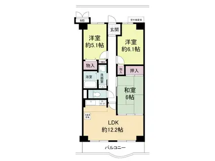 シュライン武庫川(2SLDK/2階)の間取り写真