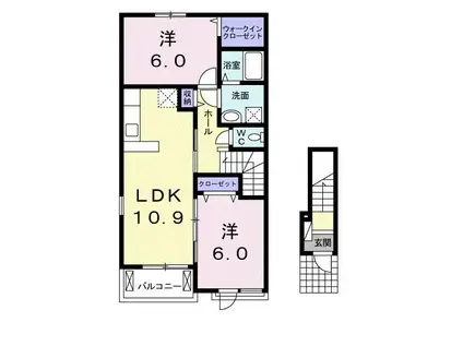 ボナール(2LDK/2階)の間取り写真