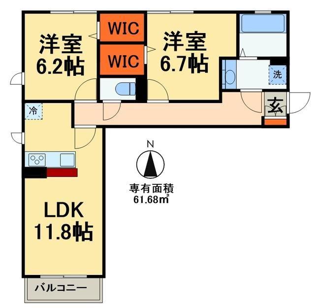 グランデB(2LDK/1階)の間取り写真
