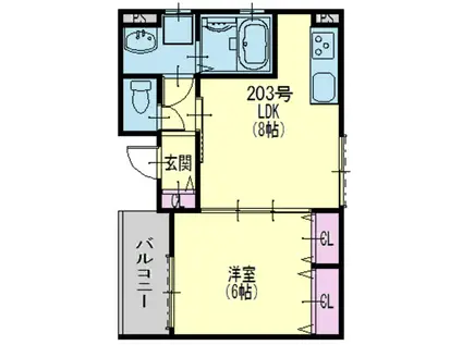 クリエオーレ生江II(1LDK/2階)の間取り写真