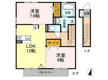 サクラハイツ(2LDK/2階)の間取り写真