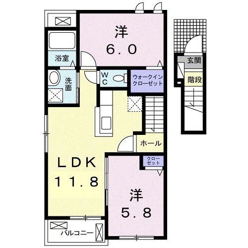リナリア II(2LDK/2階)の間取り写真