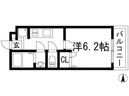 パル石橋(1K/1階)の間取り写真
