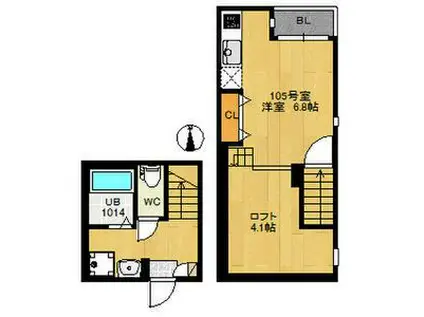 RIZEST太子堂(ワンルーム/1階)の間取り写真