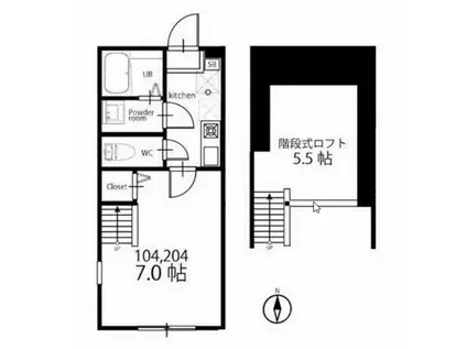 ハーミットクラブハウス鶴見生麦II(1K/1階)の間取り写真