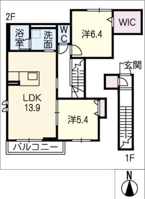 メゾン・ド・59(2LDK/2階)の間取り写真