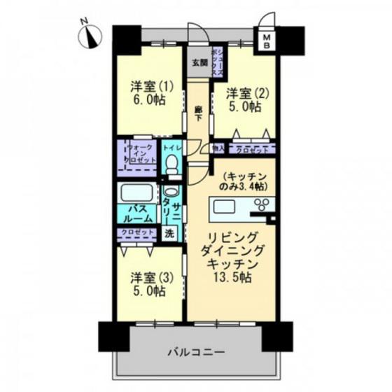 アルファライフ岡大医学部前(3LDK/8階)の間取り写真