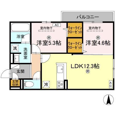 CAMPANELLA山本(2LDK/2階)の間取り写真