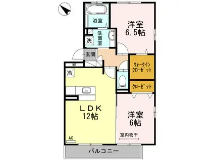 ベルヴィル カメリア A棟(2LDK/3階)の間取り写真