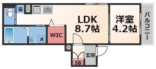 GRANDIR弥刀(1LDK/3階)の間取り写真