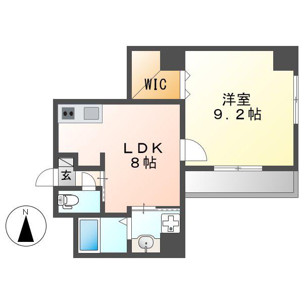 アレーヌコート金山(1LDK/8階)の間取り写真