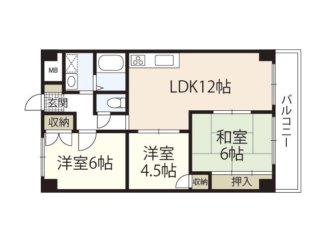 第3吉川ビル(3LDK/2階)の間取り写真