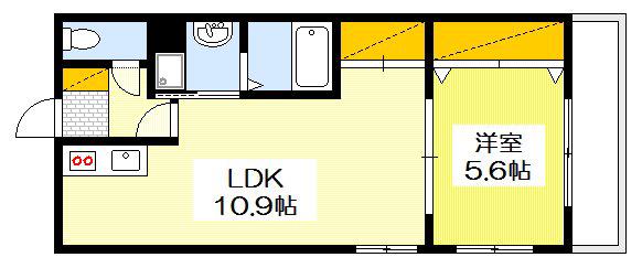 ラフォーレ十日市(1LDK/6階)の間取り写真