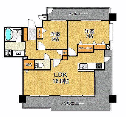 エイルマンション博多駅(2LDK/5階)の間取り写真