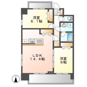 アルヴィ猫洞(2LDK/8階)の間取り写真