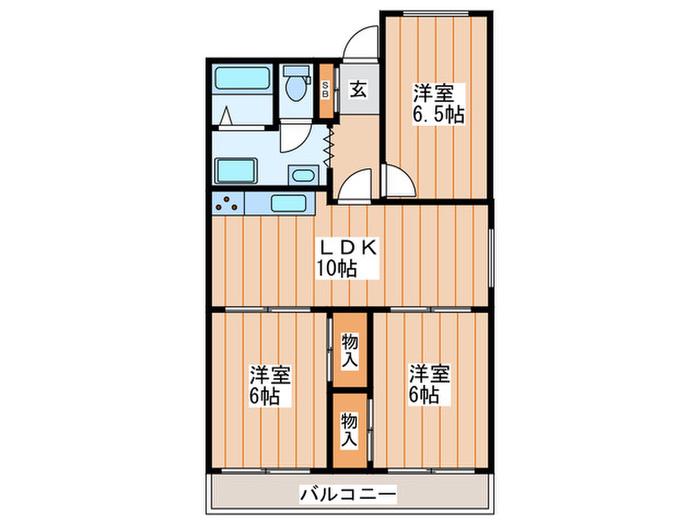 栄コーポ(3LDK/1階)の間取り写真