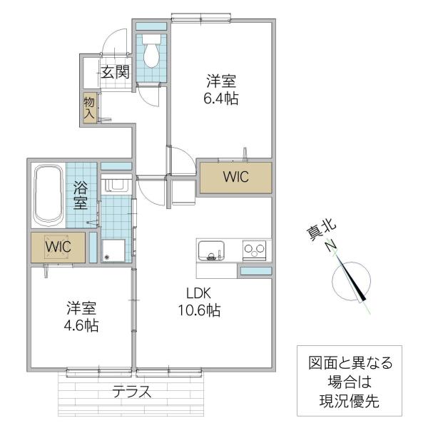 ベルカーサ(2LDK/1階)の間取り写真