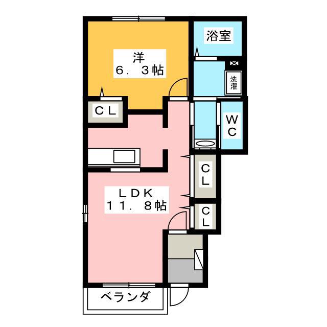 オーチャードビュー(1LDK/1階)の間取り写真