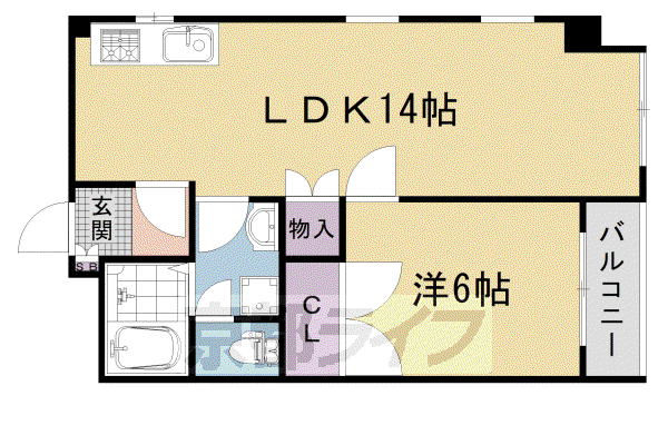 カームネス(1LDK/2階)の間取り写真