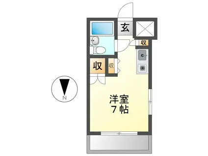 フラワーヒルズ(ワンルーム/2階)の間取り写真