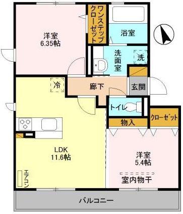 レセンテ小中台(2LDK/2階)の間取り写真