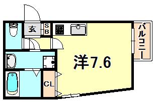 クレセント西代(ワンルーム/2階)の間取り写真