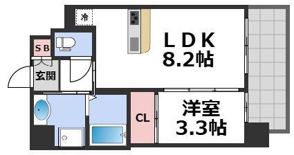 S-RESIDENCE難波西ALTER(1LDK/5階)の間取り写真