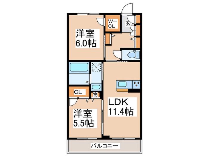 GRANDY VILLA CENTRAL PARK I(2LDK/3階)の間取り写真