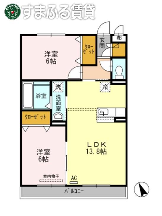 GARDEN PARTY(2LDK/2階)の間取り写真